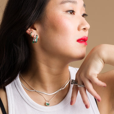 Green Emerald Snake Chain Pendant Necklace | Green Pendant Necklace for Women by Scream Pretty