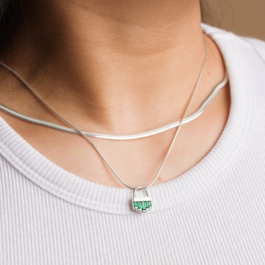 Green Emerald Snake Chain Pendant Necklace | Green Pendant Necklace for Women by Scream Pretty