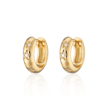 Celestial Chunky Gold Huggie Hoop Earrings