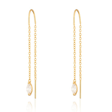 Gold Droplet Crystal Threader Earrings | Dangly Earring by Scream Pretty