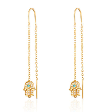 Gold Fatima Hand Threader Earrings