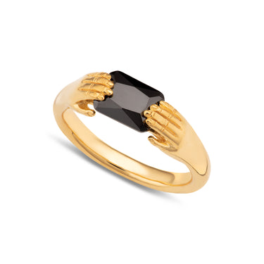 Fede Ring with Black Stone  Ring | Silver & Gold Rings for Women by Scream Pretty