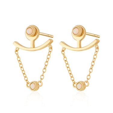Opal Chandelier Ear Jacket Stud Earrings Gold Plated Earrings by Scream Pretty
