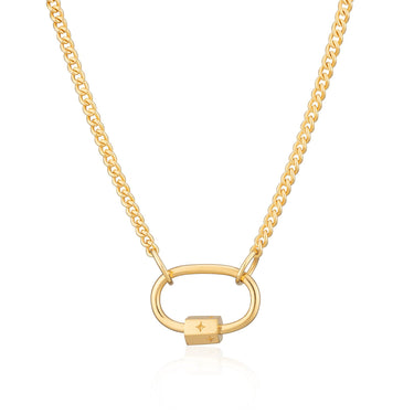 Oval Carabiner Curb Chain Necklace | Charm Collector Necklaces | Scream Pretty