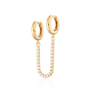 Tennis Chain Double Huggie Earring Gold Plated Double Earring by Scream Pretty