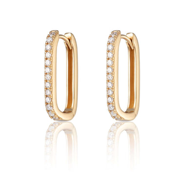 Oval Hoop Earrings with Clear Stones | Hoop Earrings in Silver | Scream Pretty