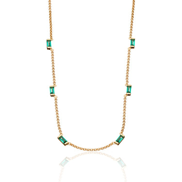 Cleopatra Green Baguette Chain Necklace | Emerald Green Stone Necklace | Scream Pretty