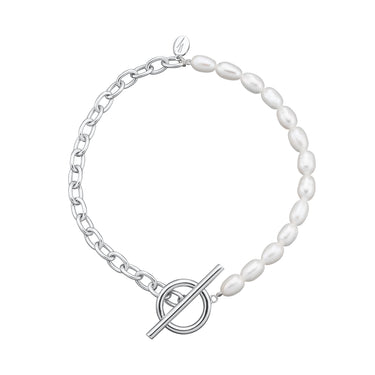 Pearl and Chain T-Bar Bracelet | Silver & Gold Pearl Bracelet | Scream Pretty x Hannah Martin