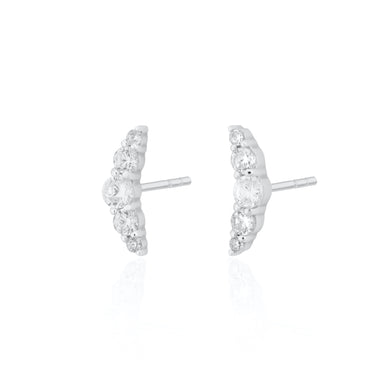 Silver Sparkling Helix Stud Earrings | Curved Helix Studs