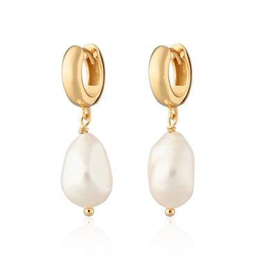 Baroque Pearl Huggie Earrings | Pearl Drop Hoop Earrings | Scream Pretty x Hannah Martin