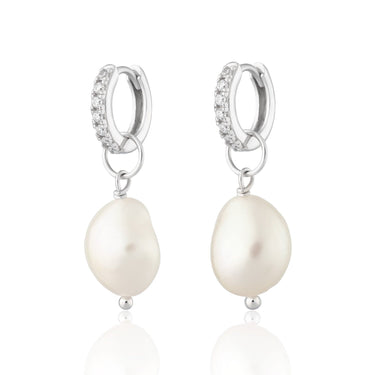 Sparkle Huggie Earrings with Baroque Pearls | Pearl Drop Hoop Earrings | Scream Pretty x Hannah Martin