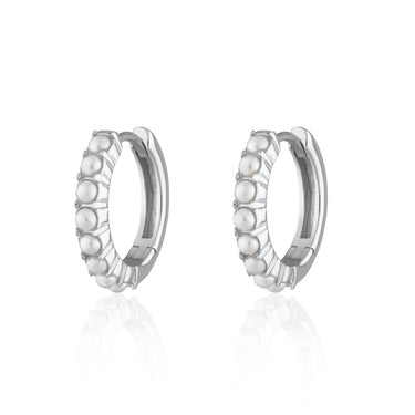 Large Pearl Huggie Earrings | Silver & Gold Pearl Hoop Earrings | Scream Pretty
