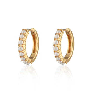 Large Pearl Huggie Earrings | Silver & Gold Pearl Hoop Earrings | Scream Pretty