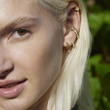 Lime Green Opal Ear Cuff | Silver & Gold Ear Wrap Earring for Non-Pierced Ears | Scream Pretty