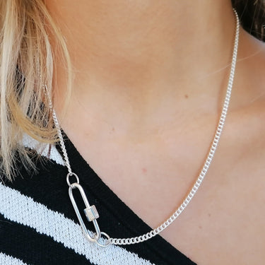 Long Link Carabiner Curb Chain Necklace | Charm Collector Necklaces | Scream Pretty