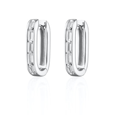 Oval Baguette Hoop Earrings with Clear Stones | Hoop Earrings | Scream Pretty