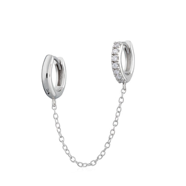 Chain Linked Mismatched Single Huggie Earring Sterling Silver Single Earring by Scream Pretty