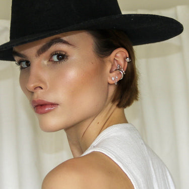 Droplet Double Stud Single Earring with Chain Connector Single Earring by Scream Pretty