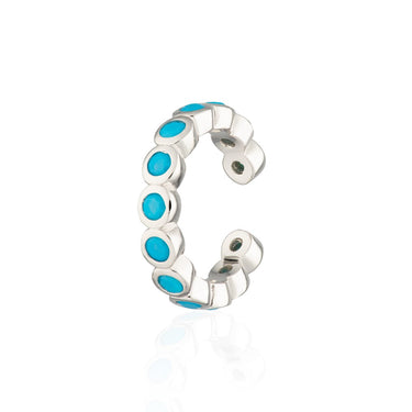 Turquoise Bezel Ear Cuff | Silver & Gold Ear Wrap Earring for Non-Pierced Ears | Scream Pretty