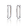Oval Hoop Earrings with Clear Stones | Hoop Earrings in Silver | Scream Pretty