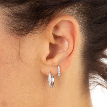 Large Huggie Earrings with Clear Stones | Silver & Gold Hoop Earrings for women by Scream Pretty