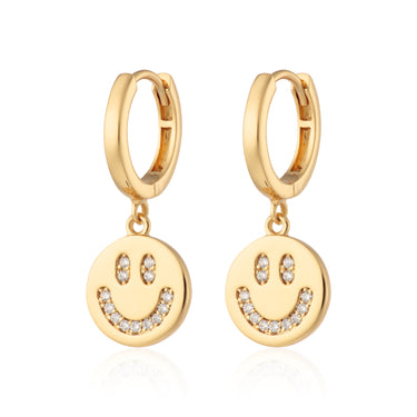 Smiley Face Charm Hoop Earrings | Drop Hoop Earrings | Scream Pretty