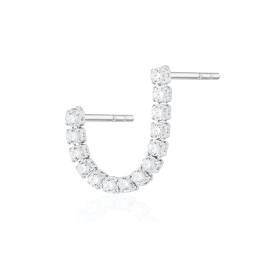 Silver Tennis Chain Double Stud Earring | Connected Stud Earring