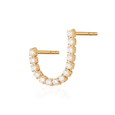 Gold Tennis Chain Double Stud Earring | Connected Stud Earring