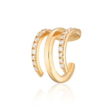 Triple Claw Ear Cuff With Clear Stones | Silver & Gold Ear Wrap Earring for Non-Pierced Ears | Scream Pretty