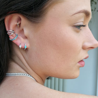 Turquoise Teardrop Huggie Earrings | Silver & Gold Small Hoop Earrings | Scream Pretty