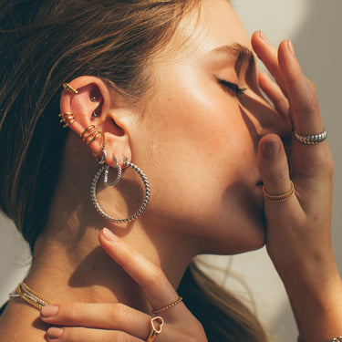 Twisted Triple Band Small Ear Cuff | Silver & Gold Ear Wrap Earring for Non-Pierced Ears | Scream Pretty