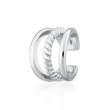 Twisted Triple Band Small Ear Cuff | Silver & Gold Ear Wrap Earring for Non-Pierced Ears | Scream Pretty