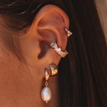 Pearl Trinity Huggie Earrings | Mini Pearl Hoop Earrings | Scream Pretty
