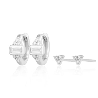 Audrey Huggie and Trinity Stud Set of Earrings | Ear Stacking Set | Scream Pretty