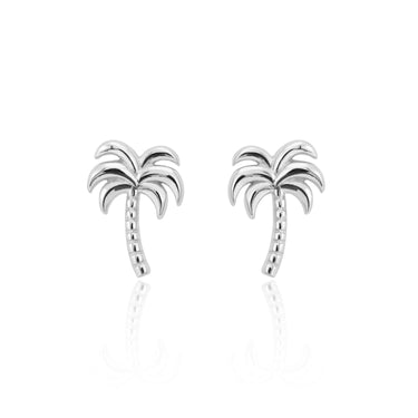 Silver Palm Tree Stud Earrings | Tropical Palm Tree Design