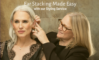 An Image of Scream Pretty's Director Lucy Lee styling someone's look with a Scream Pretty ear stack 