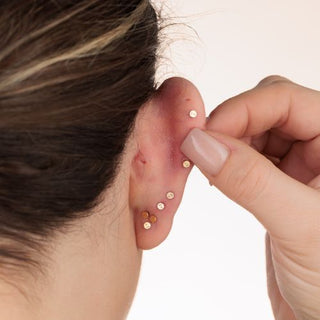 Flat Back Labret Stud Earrings in Gold for Helix, Cartilage & Earlobe Piercings