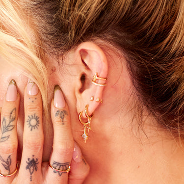 Lightning Bolt Charm Hoop Earrings
