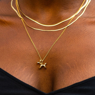 Gold Balloon Dog Charm on Chain Necklace