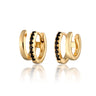 Gold Mismatched Double Huggie Earrings with Black Stones | Twin Mini Hoop Earrings by Scream Pretty