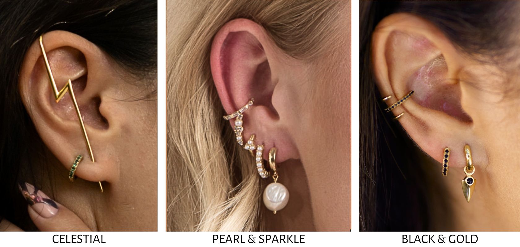 Celestial, Pearl & Black & Gold Inspired Earrings by Scream Pretty