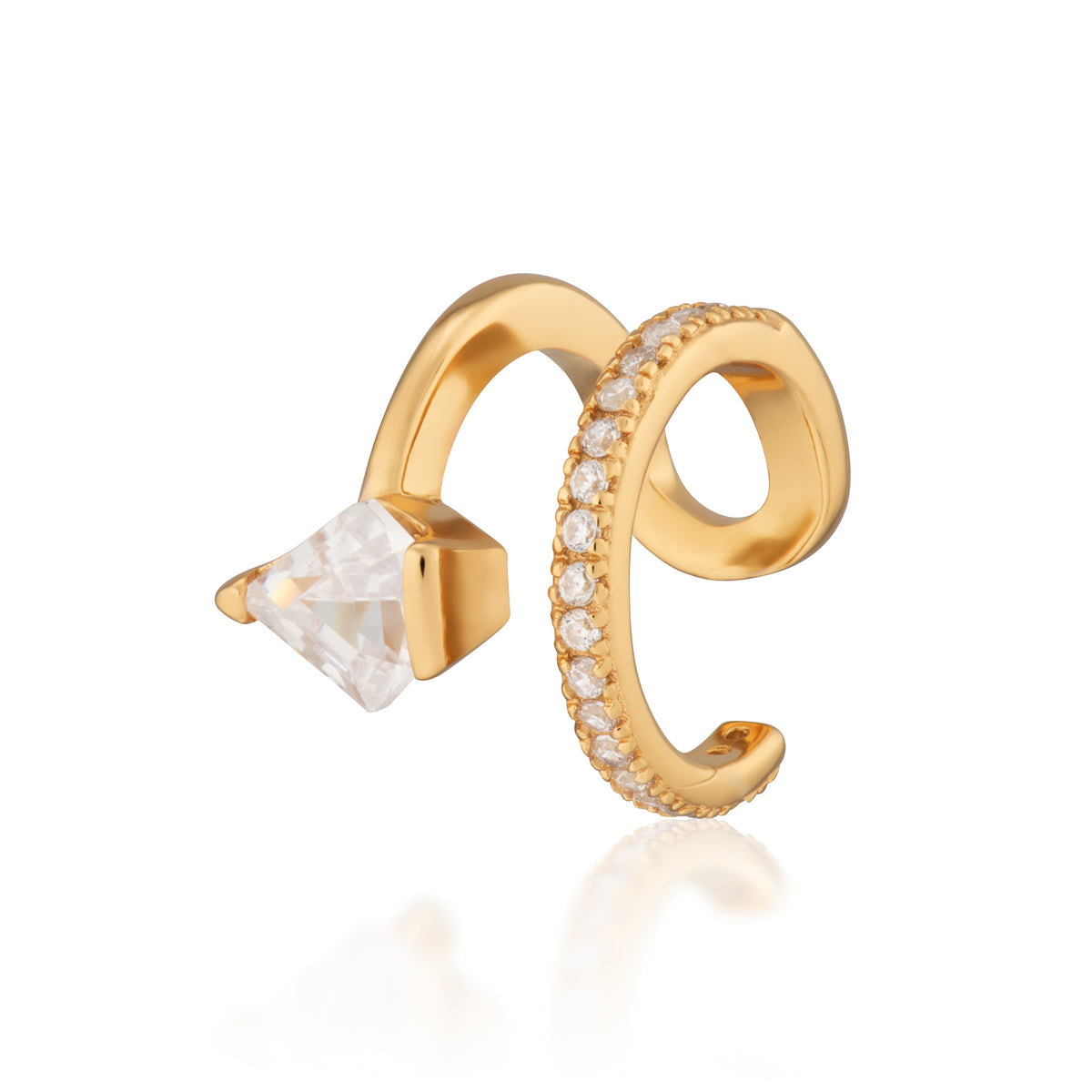 Diamond Double Band Small Single Ear Cuff