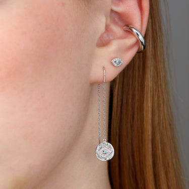 Evil Eye Threader Earrings in Silver Curated Ear Stack