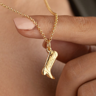 Gold Cowboy Boot Charm on Chain Necklace