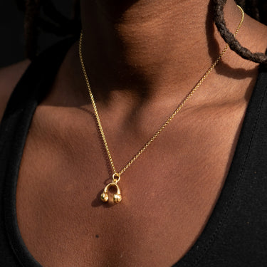 Gold Headphones Charm on Chain Necklace