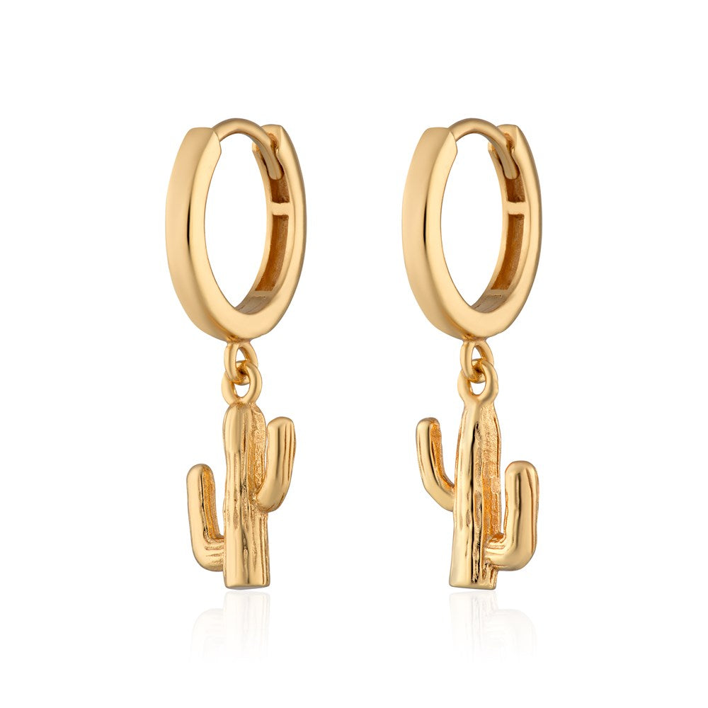 Cactus Charm Hoop Earrings
