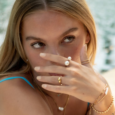 Modern Pearl Ring | Double Pearl Ring Silver & Gold | Scream Pretty