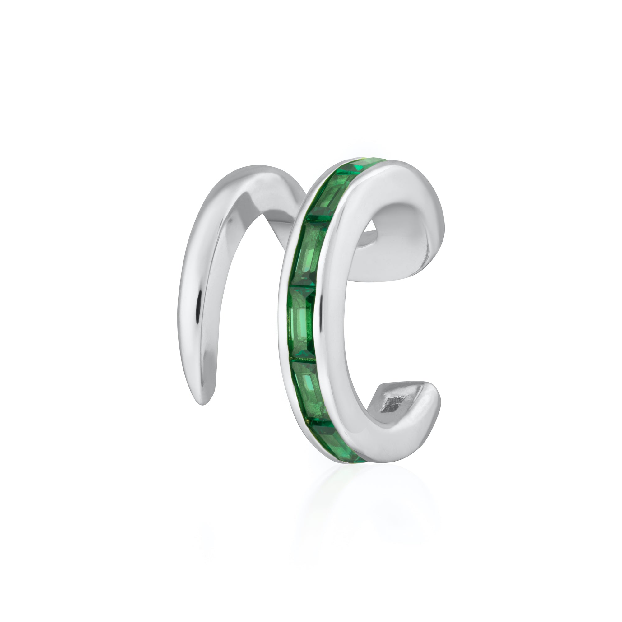 Green Baguette Double Band Ear Cuff | Silver & Gold – Scream Pretty