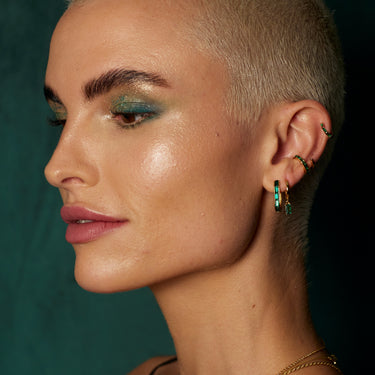 Emerald Green Baguette Ear Cuff | Women's Ear Cuff Earrings for Non-Pierced Ears | Scream Pretty