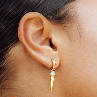 Green Opal Spike Charm Hoop Earrings | Opal Drop Hoop Earrings | Scream Pretty